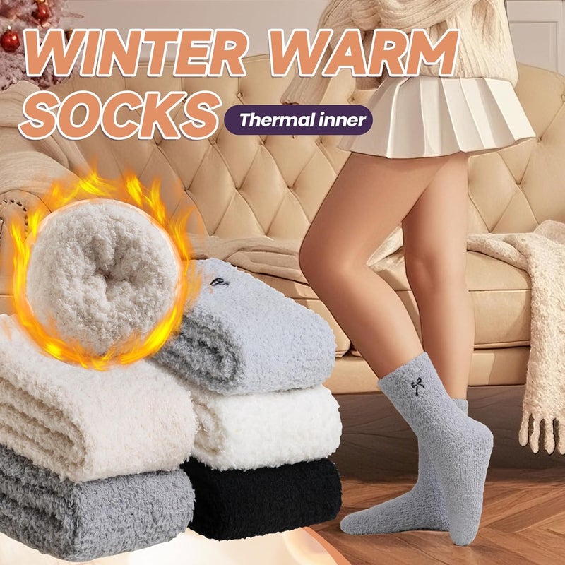 AMENLAN Store Women Fuzzy Slipper Socks Winter Microfiber Soft Cozy Plush Fluffy Socks Warm Comfy Thermal Home Sleeping Socks - Image 2